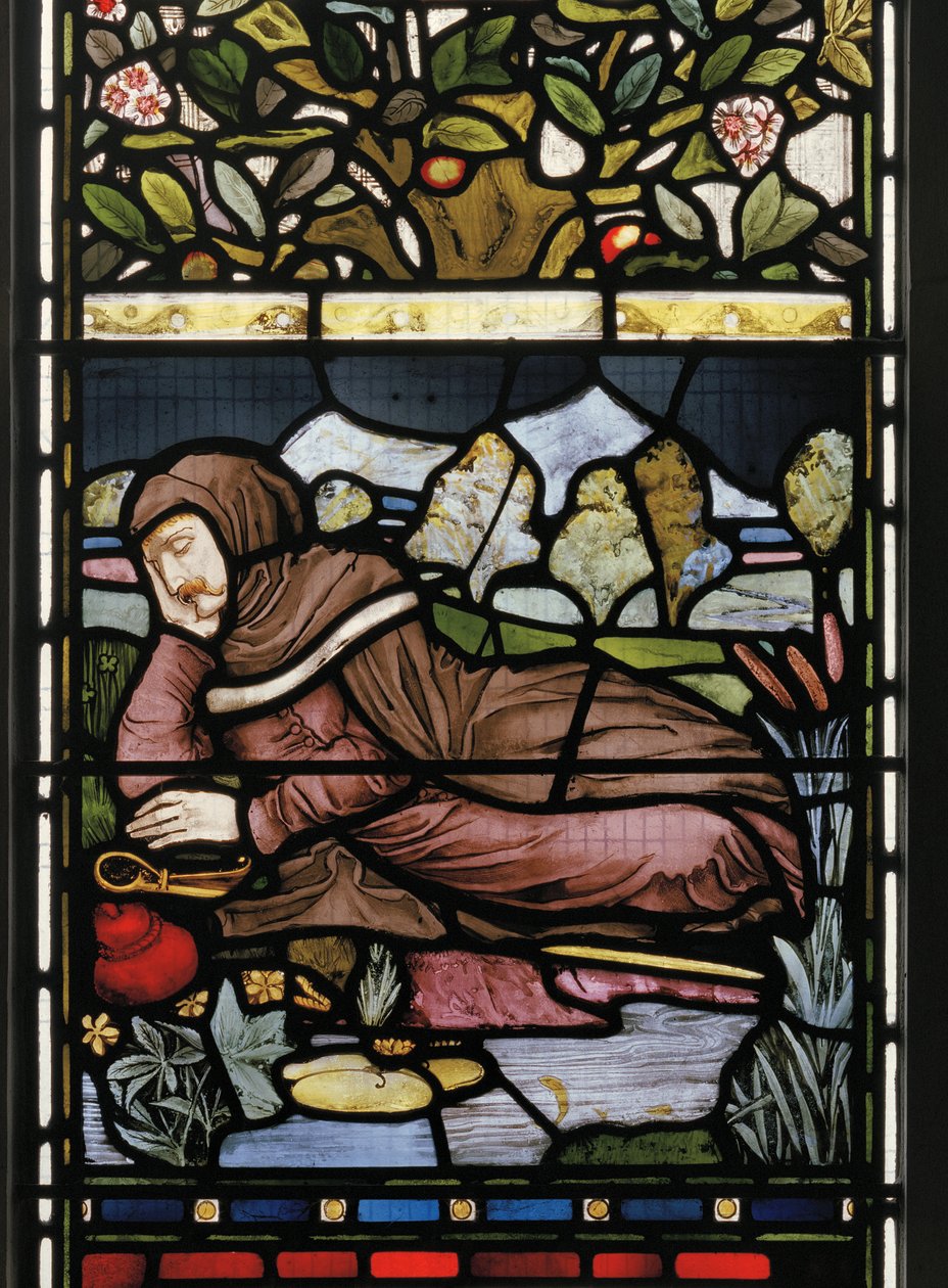 A költő Langland alszik, Piers Ploughman, 1873 (ólomüveg) alkotó: Harry Burrow