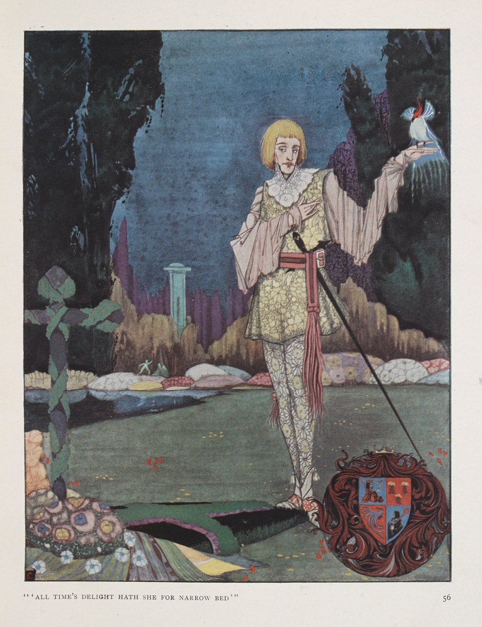 "Minden idők öröme a keskeny vörösért." Illusztráció Walter de la Mare őrült herceg című dalához. alkotó: Harry Clarke