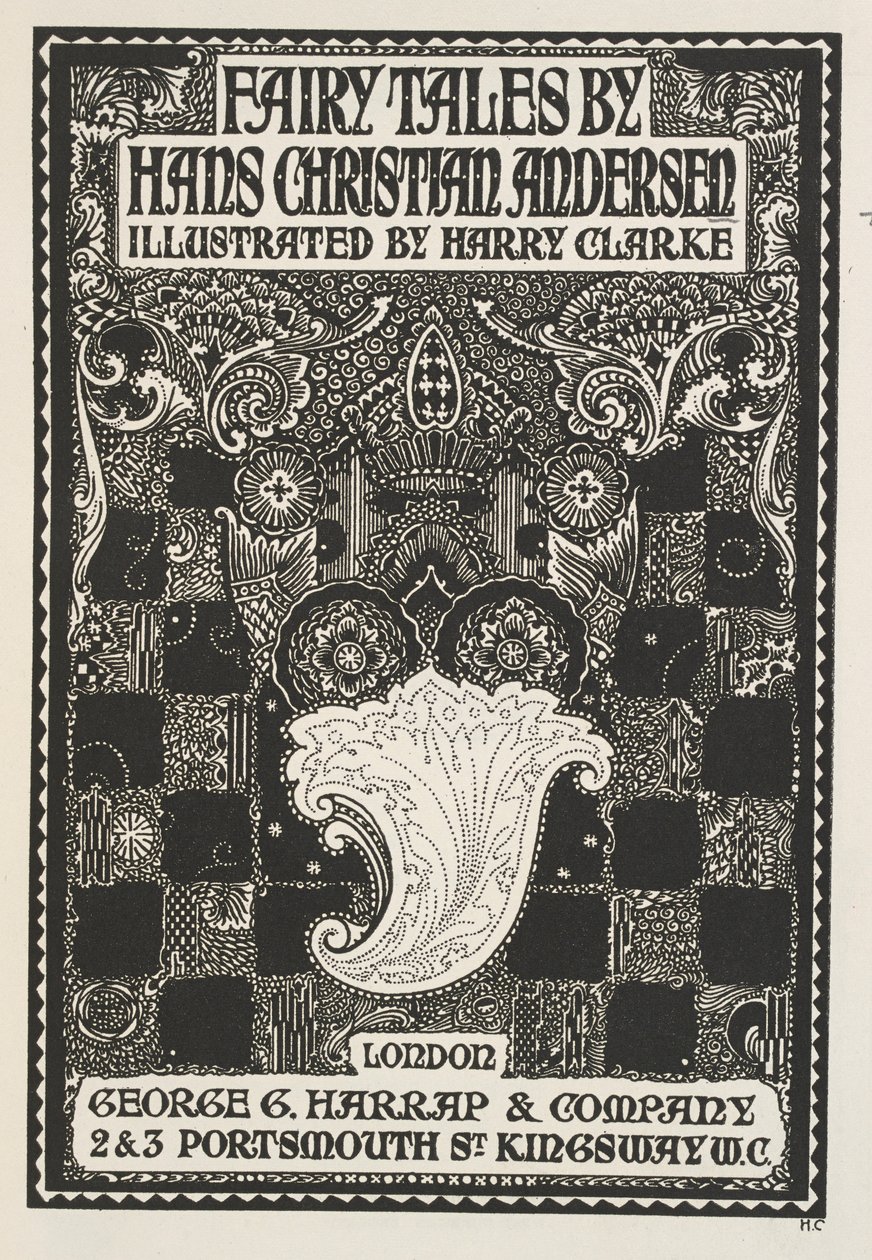 Illusztrált címlap, szimbólumokkal és négyzetekkel. alkotó: Harry Clarke