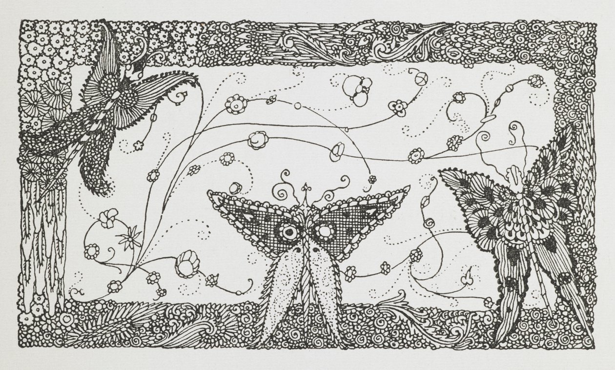 Illusztráció a Riquet a tincses történethez. Pillangó dizájn. alkotó: Harry Clarke