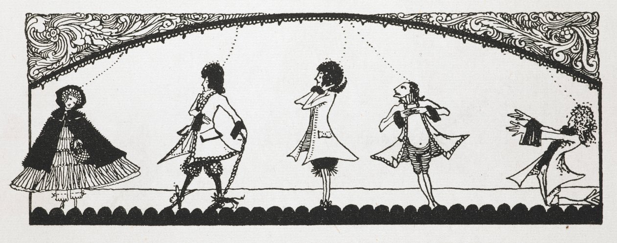 Illusztráció a történethez, "piroska". alkotó: Harry Clarke