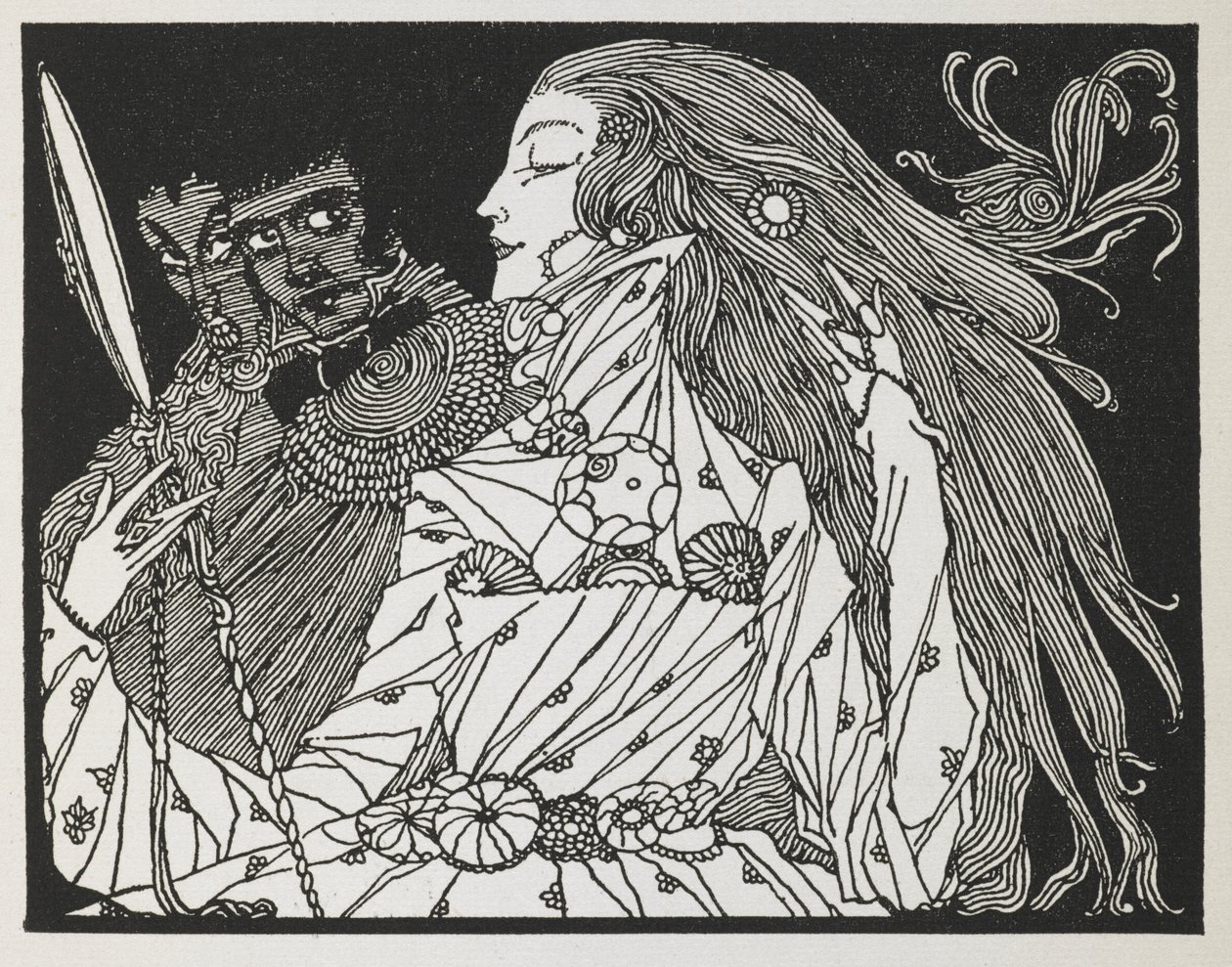 Illusztráció a történethez, „a nevetséges kívánságok”. alkotó: Harry Clarke