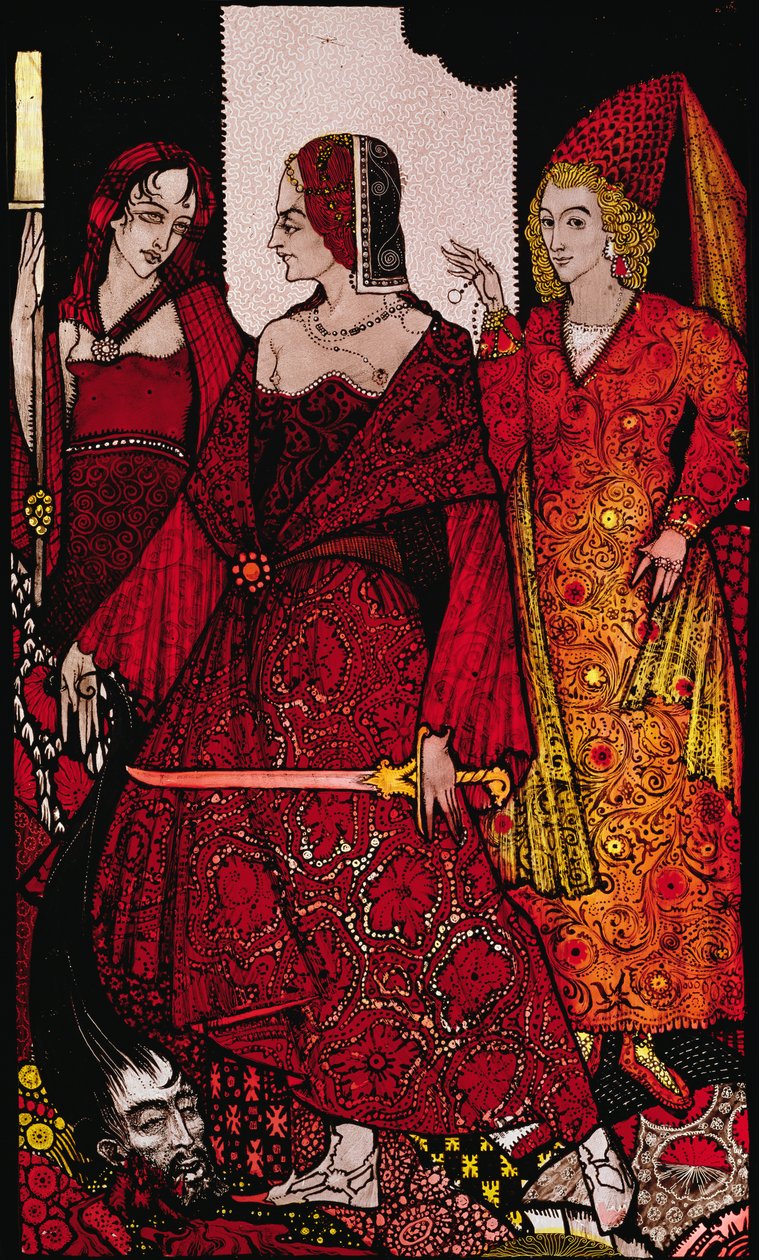 Királynők, akik vágják a Glanna disznóit... Harry Clarke illusztrációja J.M. Synge "Queens" című művéből. alkotó: Harry Clarke