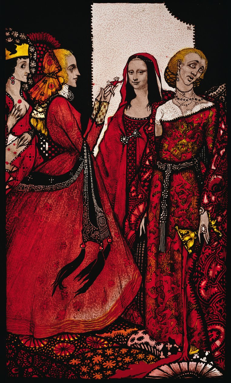 Királynők, akiknek az ujja egykor felkavarta az embereket Harry Clarke illusztrációja a Queensből, J. M. Synge alkotó: Harry Clarke