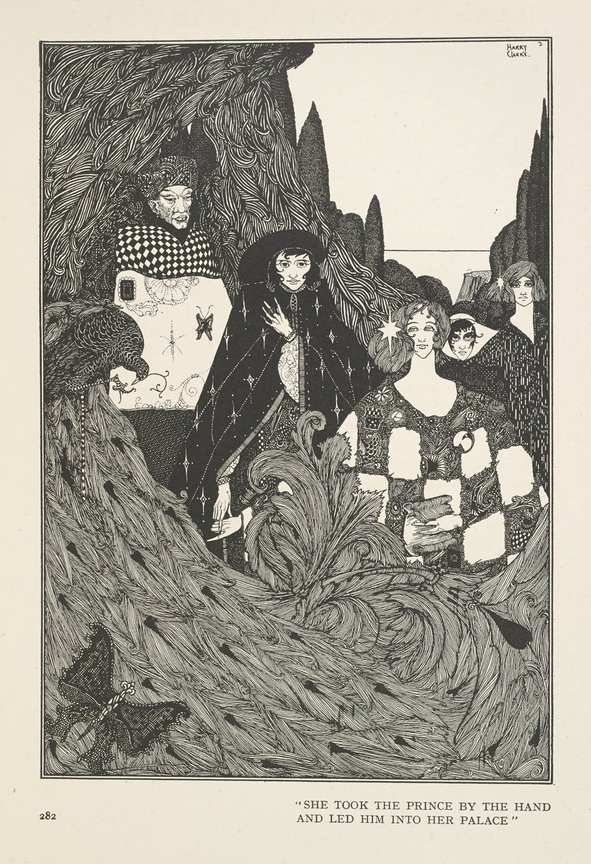 A Paradicsom kertje. Kézen fogta a herceget, és bevezette a palotájába. alkotó: Harry Clarke