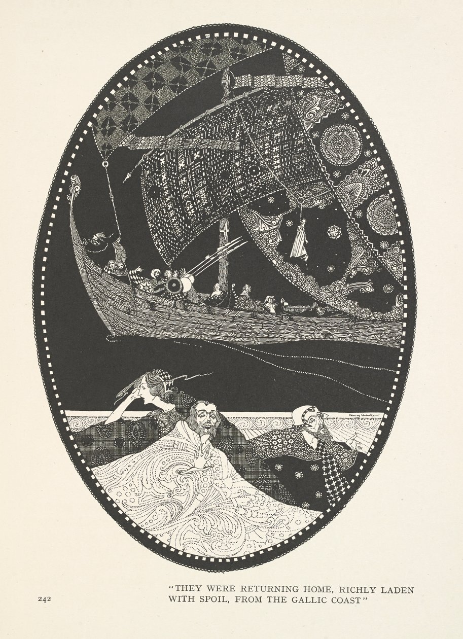 A mocsári király lánya. Gazdag zsákmányolással tértek haza a Gall-partról. alkotó: Harry Clarke