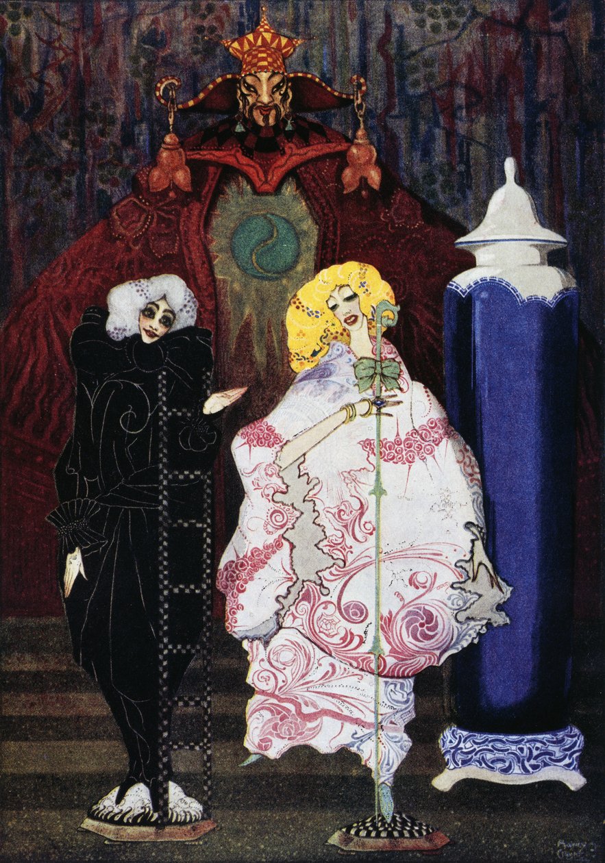 A pásztorlány és a kéményseprő, Hans Christian Andersen (1805-1875) meséje, Harry Clarke (1890-1931) illusztrációja. alkotó: Harry Clarke