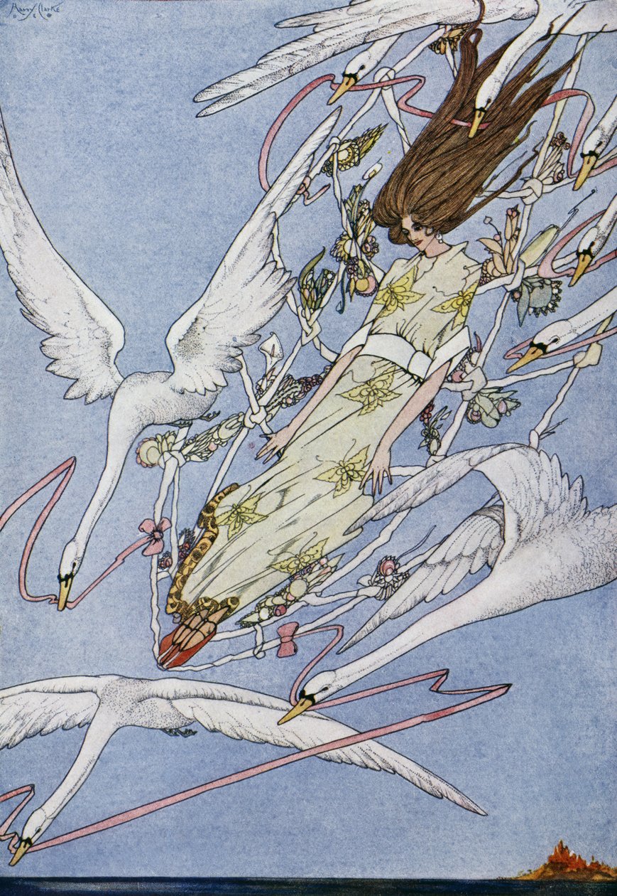 A vad hattyúk, Hans Christian Andersen (1805-1875) mese, Harry Clarke (1890-1931) illusztrációja alkotó: Harry Clarke