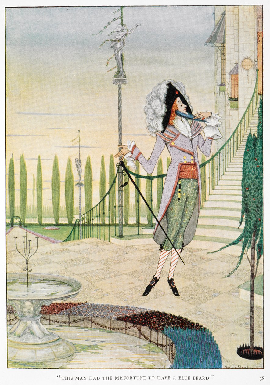 – Ennek az embernek az volt a szerencsétlensége, hogy kékszakálla volt. Kékszakáll a szakállát simogatja. alkotó: Harry Clarke
