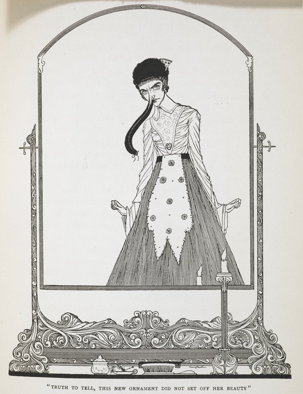 "Truth to tell, this new ornament did not set off her beauty." Illustration for the story, 