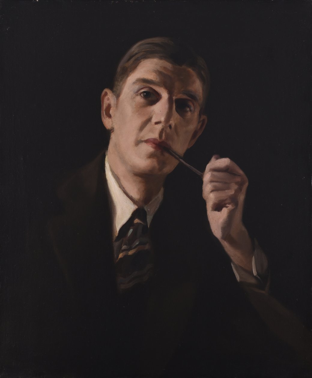 Pipázó férfi portréja alkotó: Harry Dixon