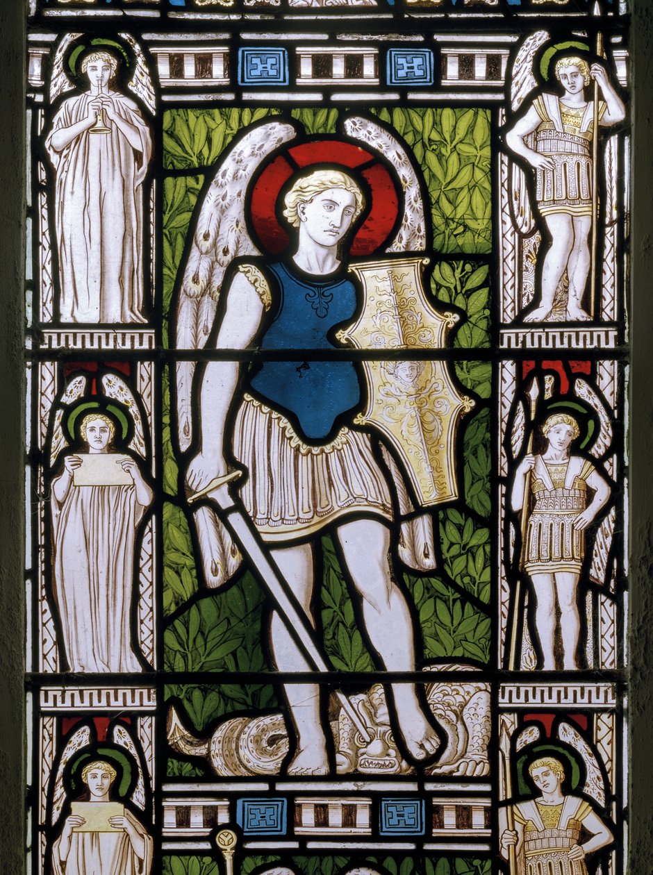 Minley, St Andrew, James Powell & Sons, Harry Ellis Wooldridge, Michael arkangyal, 1870 alkotó: Harry Ellis Wooldridge