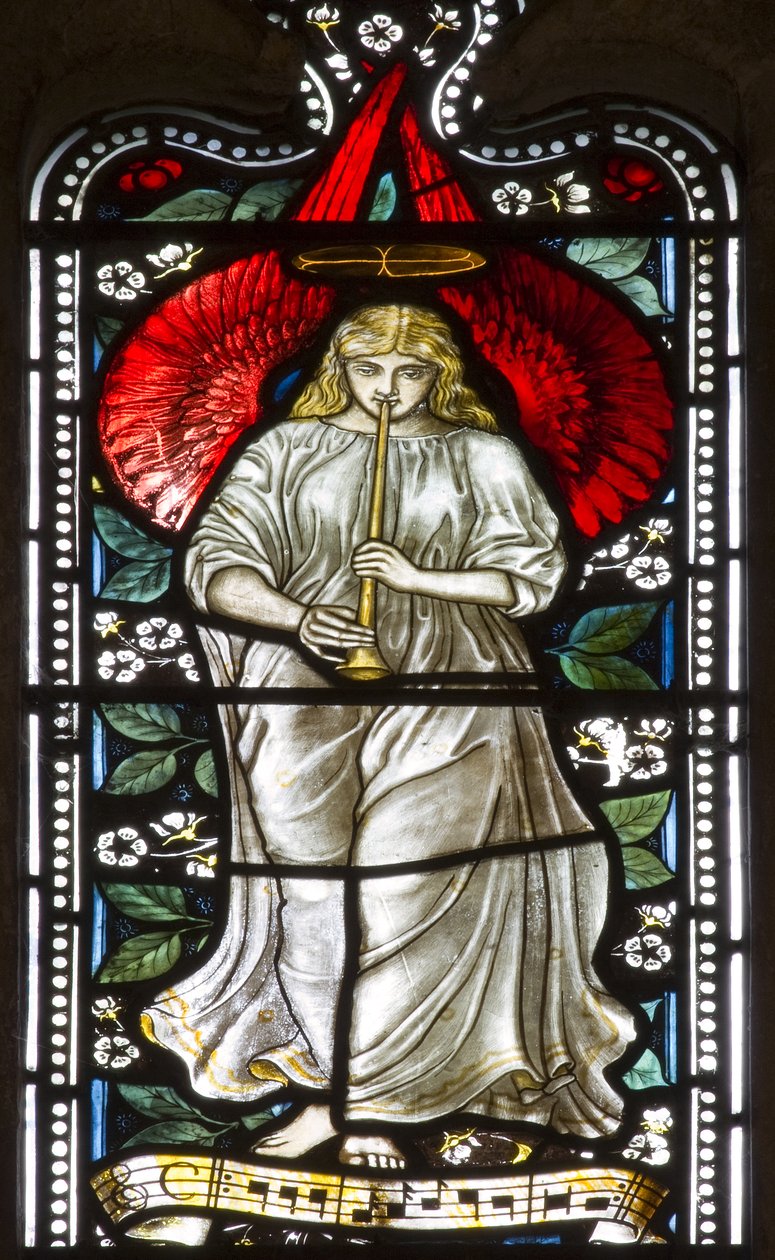 Zenés angyal, 1876 (ólomüveg) alkotó: Harry Ellis Wooldridge