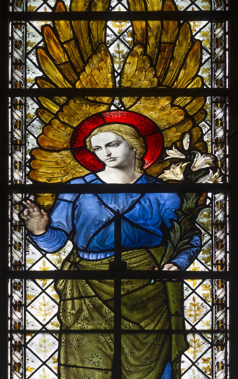 Winchester Cathedral, James Powell & Sons, Harry Ellis Wooldridge, Gábriel arkangyal, 1882 alkotó: Harry Ellis Wooldridge