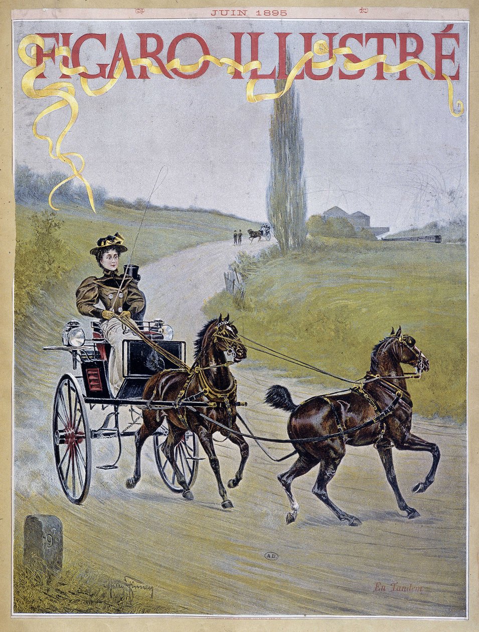 Nő kocsit vezet - tehén. a „Figaro Illustrated” című filmben alkotó: Harry Finney