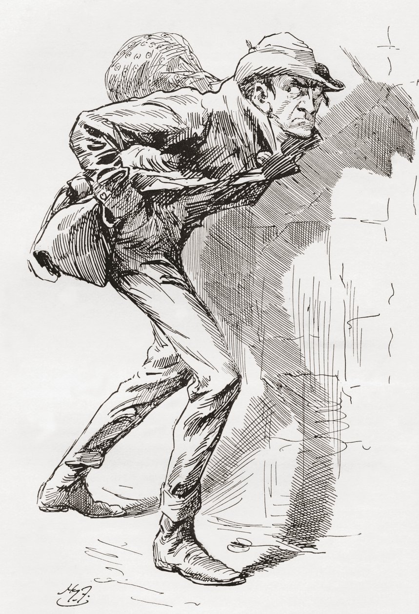 Dolge Orlick. Harry Furniss illusztrációja Charles Dickens Great Expectations című regényéhez, az 1910-ben megjelent The Testimonial Editionból. alkotó: Harry Furniss