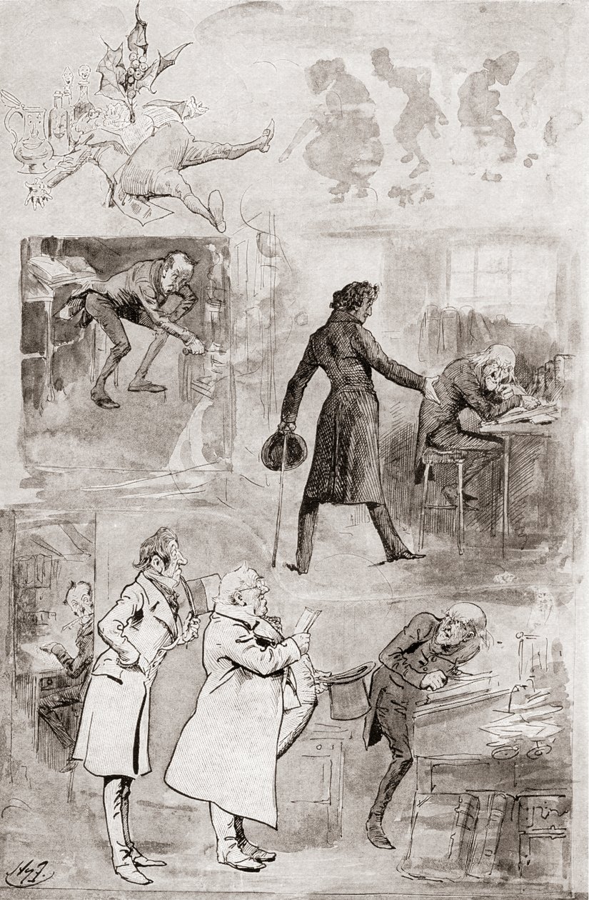 Illusztráció a karácsonyi énekhez Charles Dickens karácsonyi könyveiből alkotó: Harry Furniss