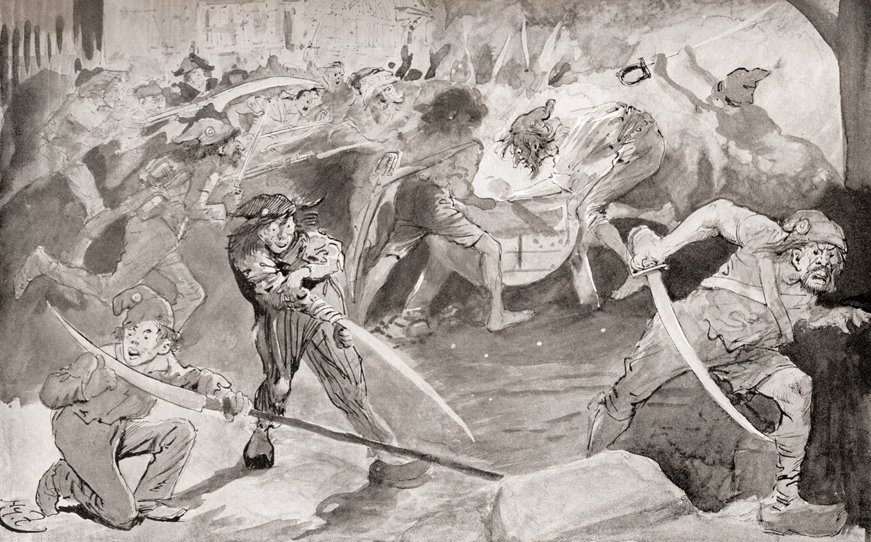 Illusztráció Charles Dickens meséje két városról című regényéhez alkotó: Harry Furniss