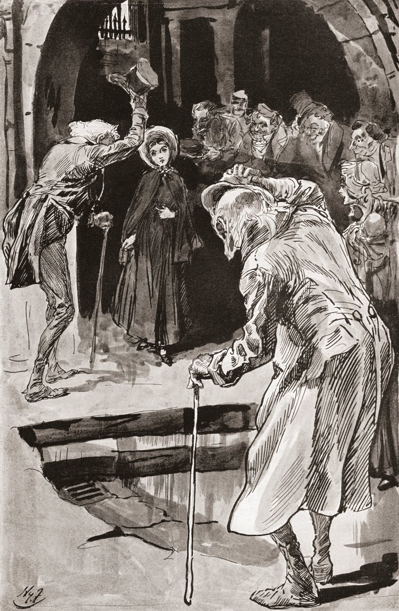 Kis Dorrit. Harry Furniss illusztrációja Charles Dickens Kis Dorrit című regényéhez, a The Testimonial Editionból, 1910-ben. alkotó: Harry Furniss