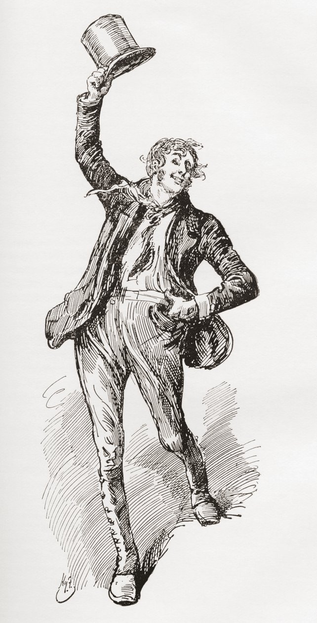 Mark Tapley. Harry Furniss illusztrációja Charles Dickens Martin Chuzzlewit című regényéhez, a The Testimonial Editionból, 1910-ben. alkotó: Harry Furniss