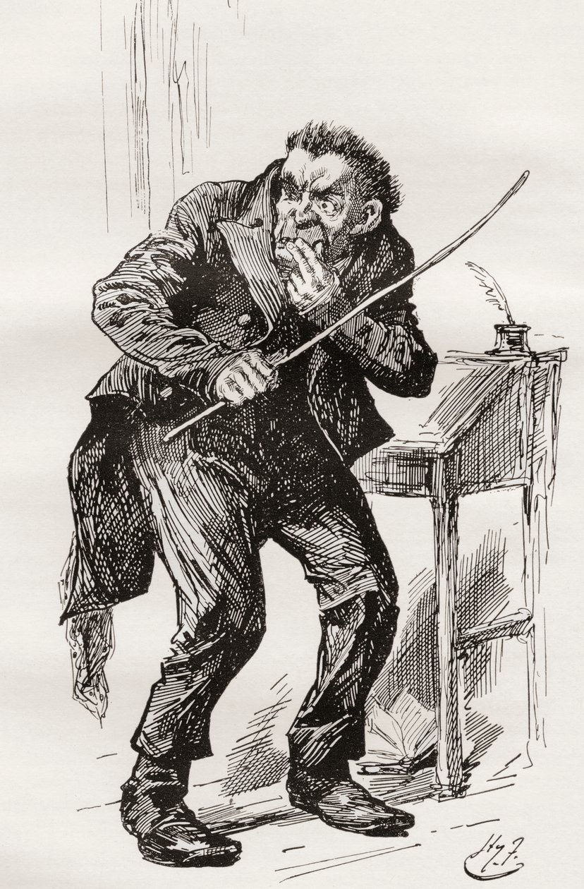Mr. Squeers. Harry Furniss illusztrációja a Nicholas Nickleby című Charles Dickens-regényhez, a The Testimonial Editionból, 1910-ben. alkotó: Harry Furniss