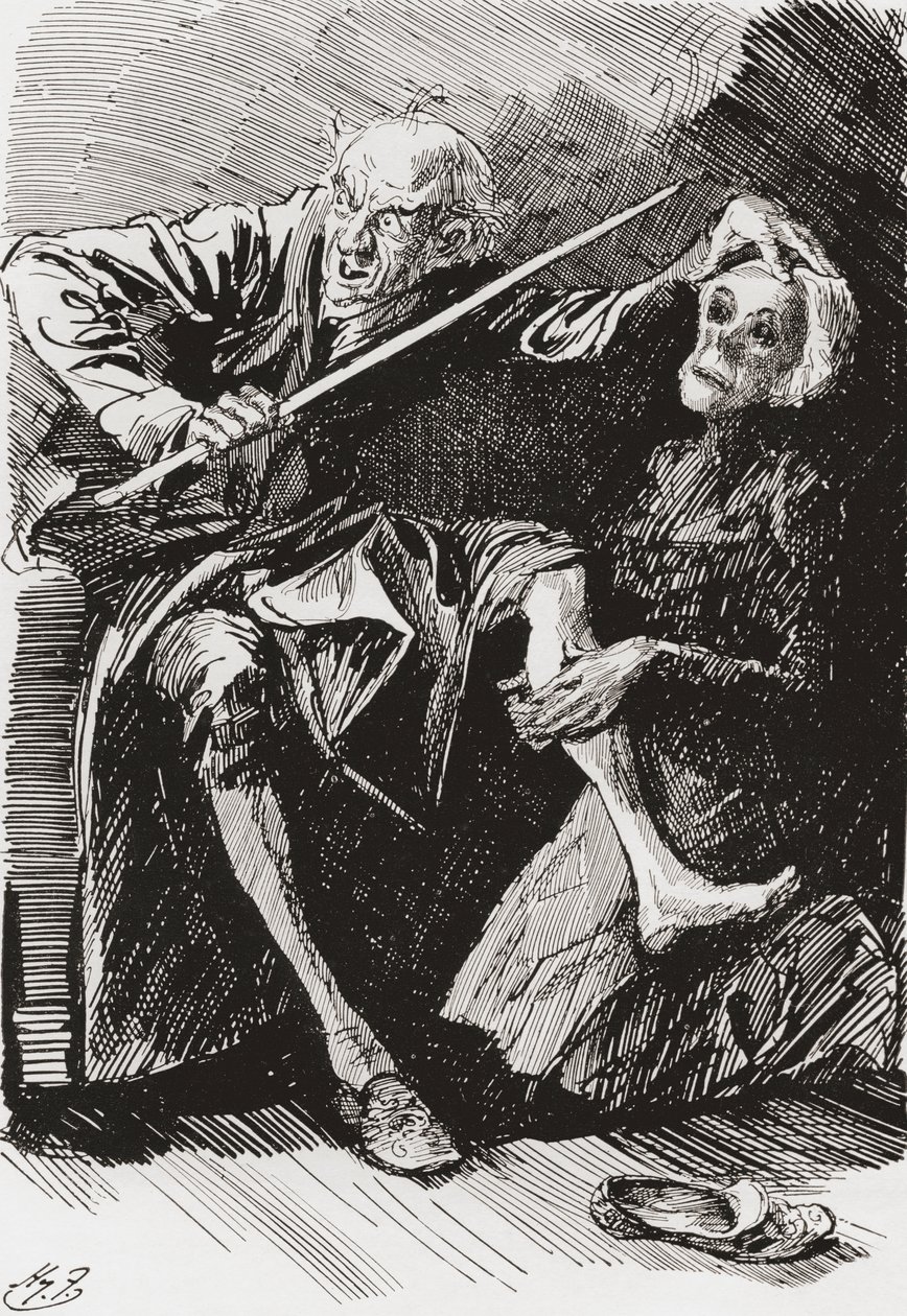A nagybátyám és Betsy Snap. "Amikor a nagybátyám arra kérte, hogy nézzen rám, soványan megfogta a feje búbját, a lány mellé térdelt, és felém fordította az arcát. Egy önkéntelen gondolat, amely összeköti mindkettőjüket a boncolószobával, ahogy annak gyakra alkotó: Harry Furniss