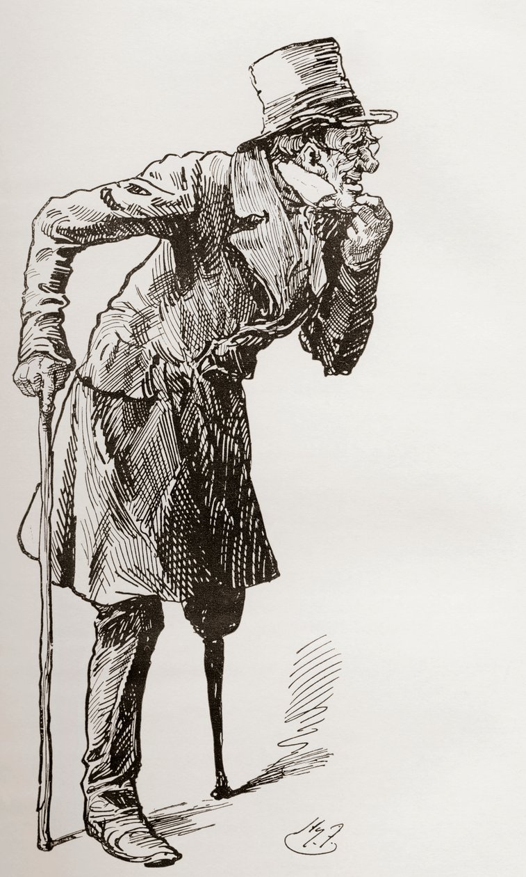 Silas Wegg a Bower felé vezető úton alkotó: Harry Furniss