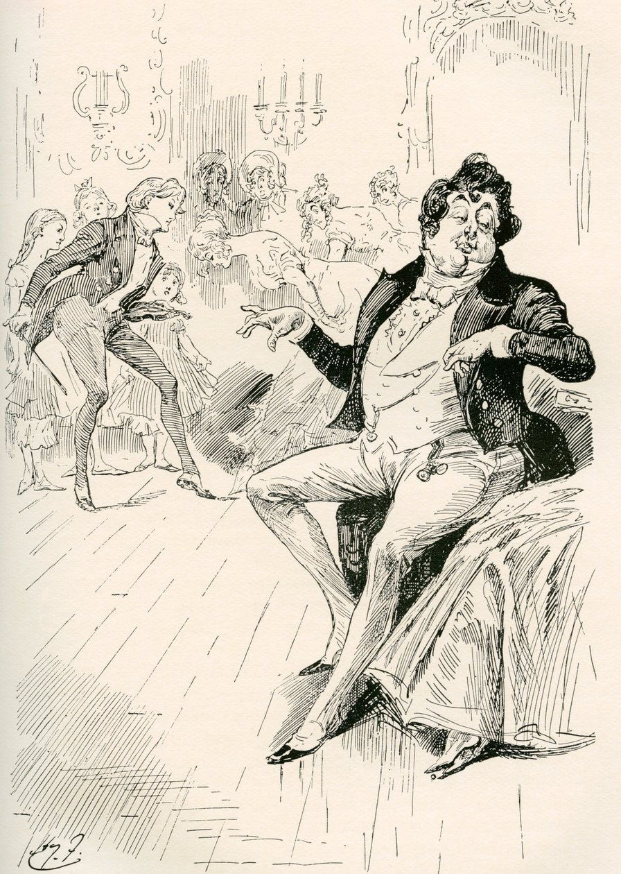 A Turveydrops, Senior és Junior. Harry Furniss illusztrációja Charles Dickens Bleak House című regényéhez, a The Testimonial Editionból, 1910-ben. alkotó: Harry Furniss
