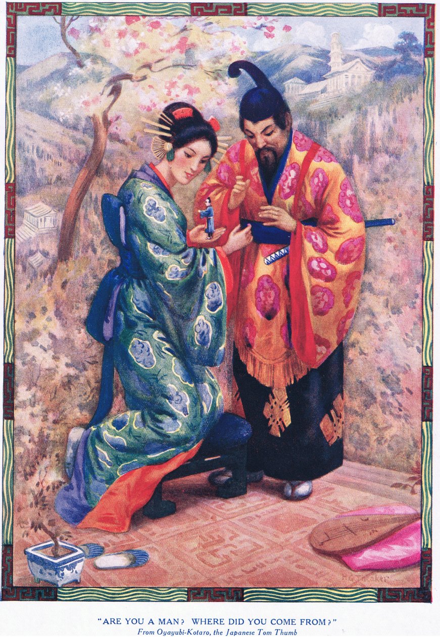 "Te férfi vagy Honnan jöttél" (Oyayubi-Kotaróból, a japán Tom Thumbból) (litográfia) alkotó: Harry George Theaker