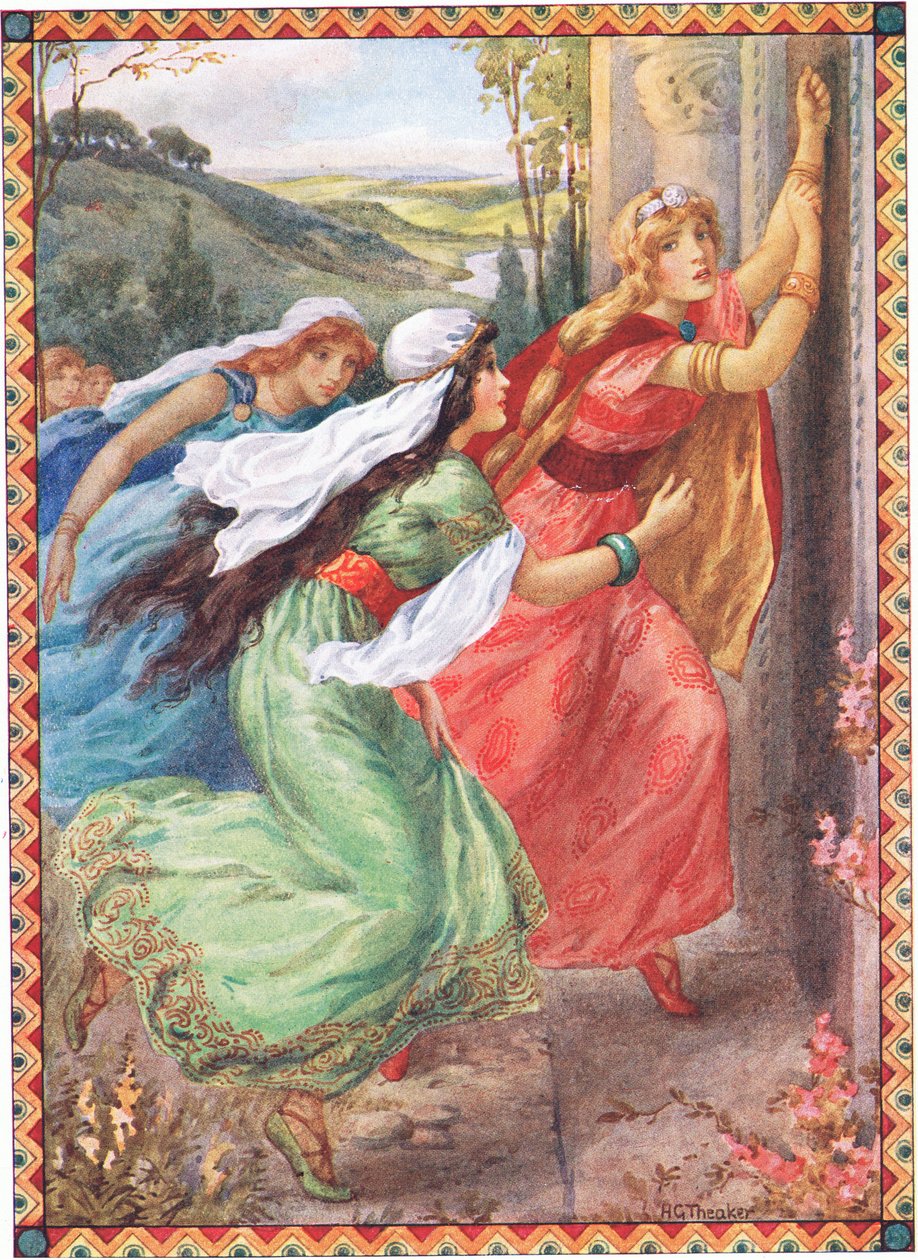 Emer ért elsőként az ajtóhoz (a Champions Portionból) (színes lithó) alkotó: Harry George Theaker