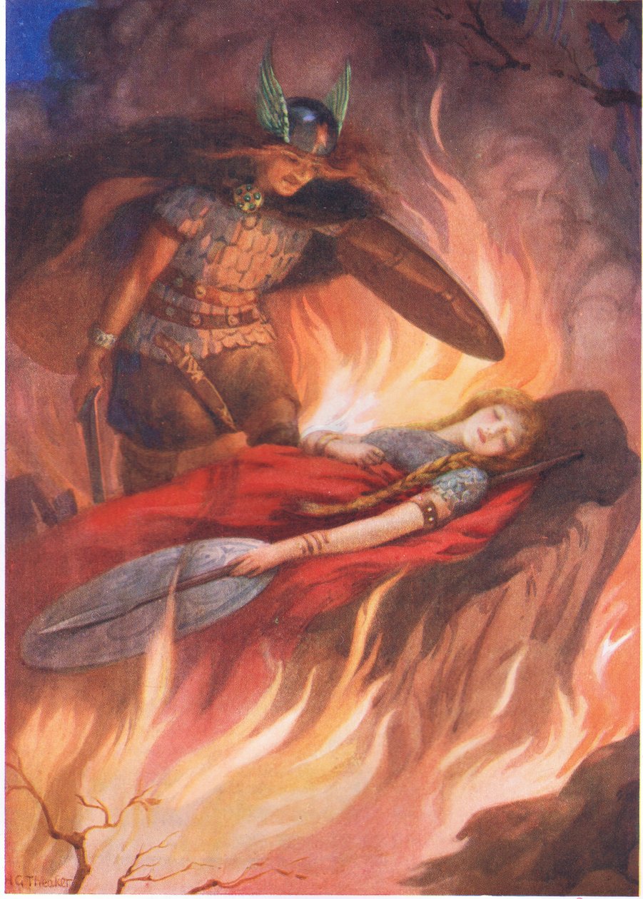 "Sigurd és Brynhild" a "The Sword of the Volsungs"-ból, illusztrálva a Raphael Tuck által kiadott "Children