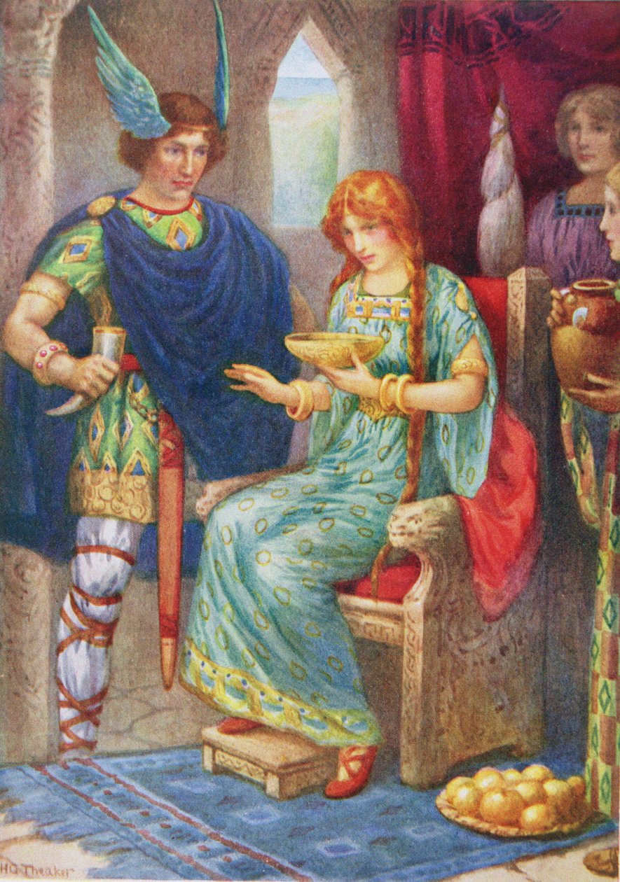 Skyrnir és Gerda, a "Frey és Gerda" illusztrációból a Raphael Tuck által kiadott "Children