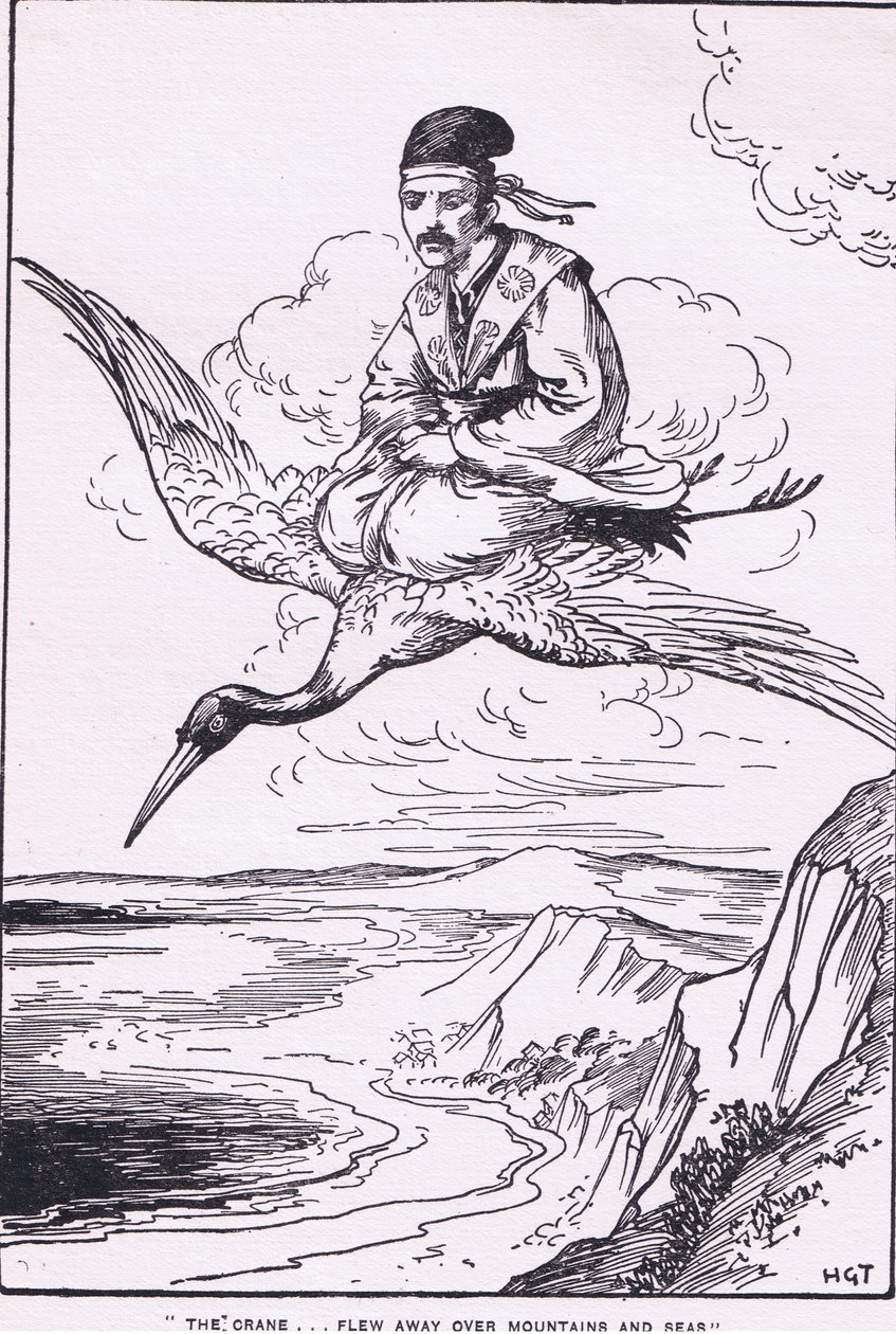 A daru elrepült hegyek és tengerek fölött (a Sentaro történetéből) (litográfia) alkotó: Harry George Theaker