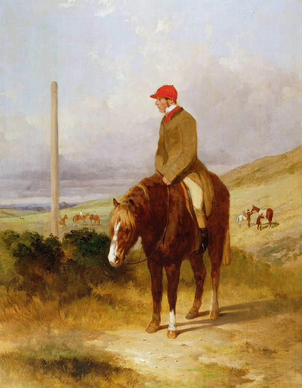 Nat Flatman (1810-60) a póniján Az 1844-es Chesterfield Stakes kezdete előtt, 1844 alkotó: Harry Hall