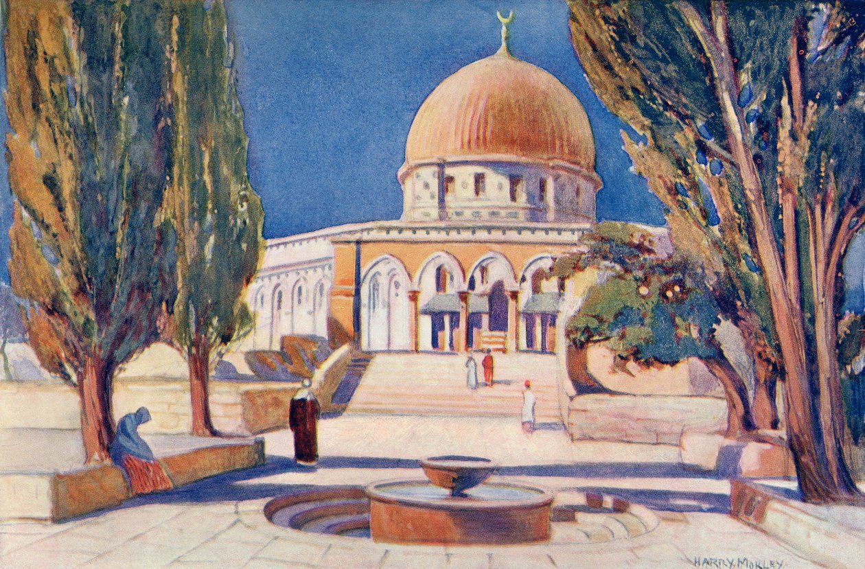 A Sziklakupola a Templom-hegyen, Jeruzsálem, Palesztina, 1910 körül, Richard Penlake A Book of Modern Palestine című könyvéből, kiad. 1910 körül. alkotó: Harry Morley