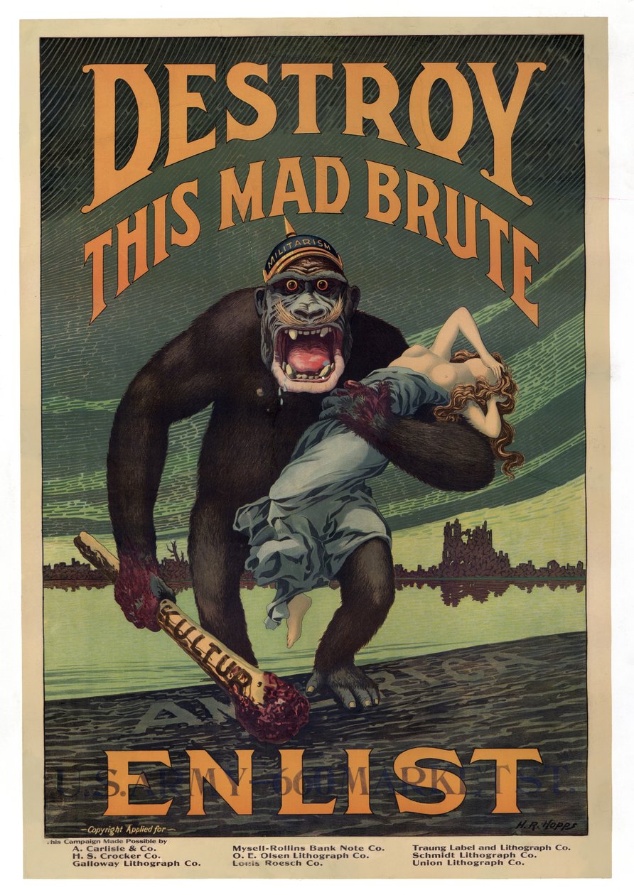 Toborzási kampány "Pusztítsd el ezt az őrült durvát - Enlist", pub. 1917 alkotó: Harry R. Hopps