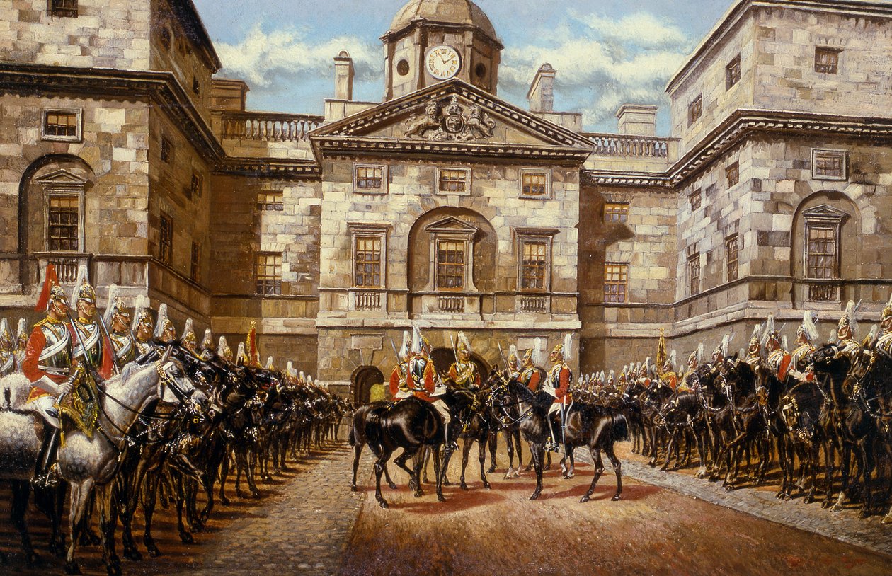 The Guard Mounting: The Horse Guards at Whitehall alkotó: Harry and Arthur Charles Payne