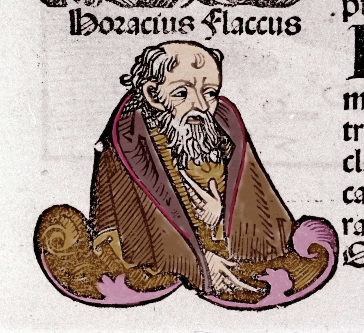 Horatius (Quintus Horatius Flaccus) (Kr. e. 65-8), latin költő portréja. Hartmann Schedel "Krónika könyvében". 1497 alkotó: Hartmann Schedel