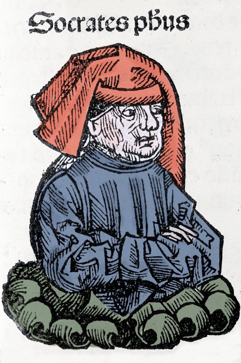 Szókratész (Kr. e. 470-399), görög filozófus portréja. A „Nürnbergi krónikák” xilográfiája, Hartmann Schedel alkotó: Hartmann Schedel