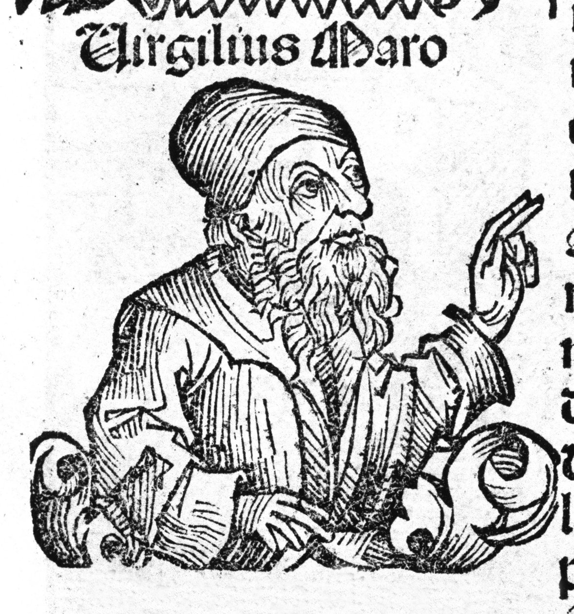 Vergilius latin költő portréja (Kr. e. 70 - ie 19). A „Nürnbergi krónikák” xilográfiája, Hartmann Schedel alkotó: Hartmann Schedel