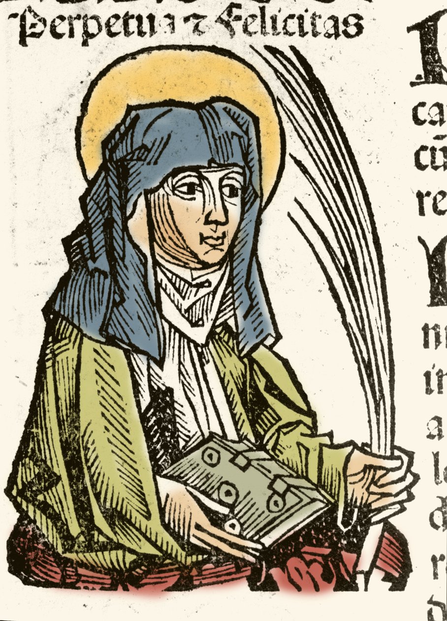 Szent Perpetuus ábrázolása, mártíromság Karthágóban. Hartmann Schedel xilográfiája „” Nürnbergi krónikák”” 1493. alkotó: Hartmann Schedel