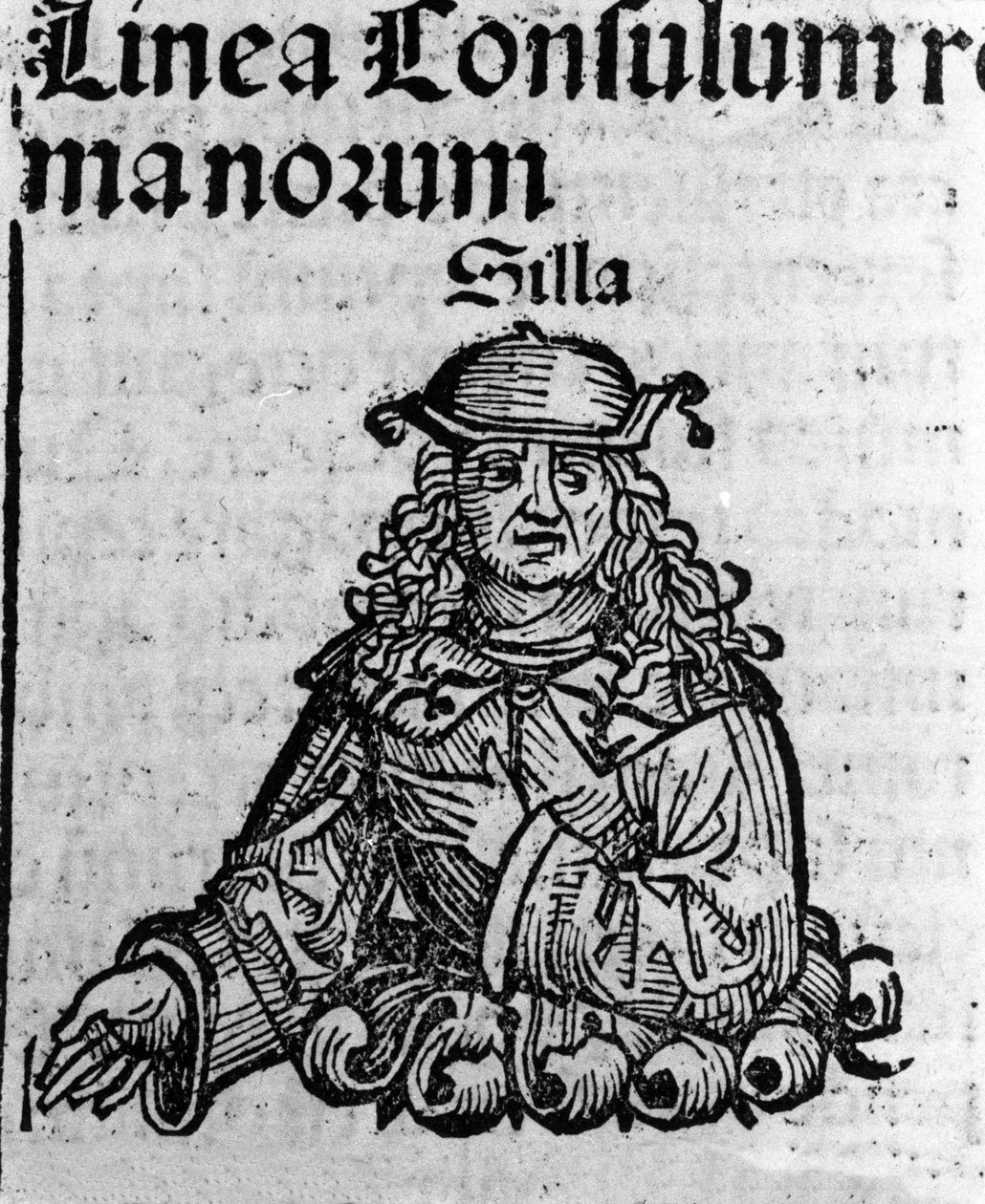 Lucius Cornelius Sulla (Silla vagy Sylla) római politikus (Kr. e. 138-68) ábrázolása Hartmann Schedel „Nürnbergi krónikái” xilográfiája alkotó: Hartmann Schedel