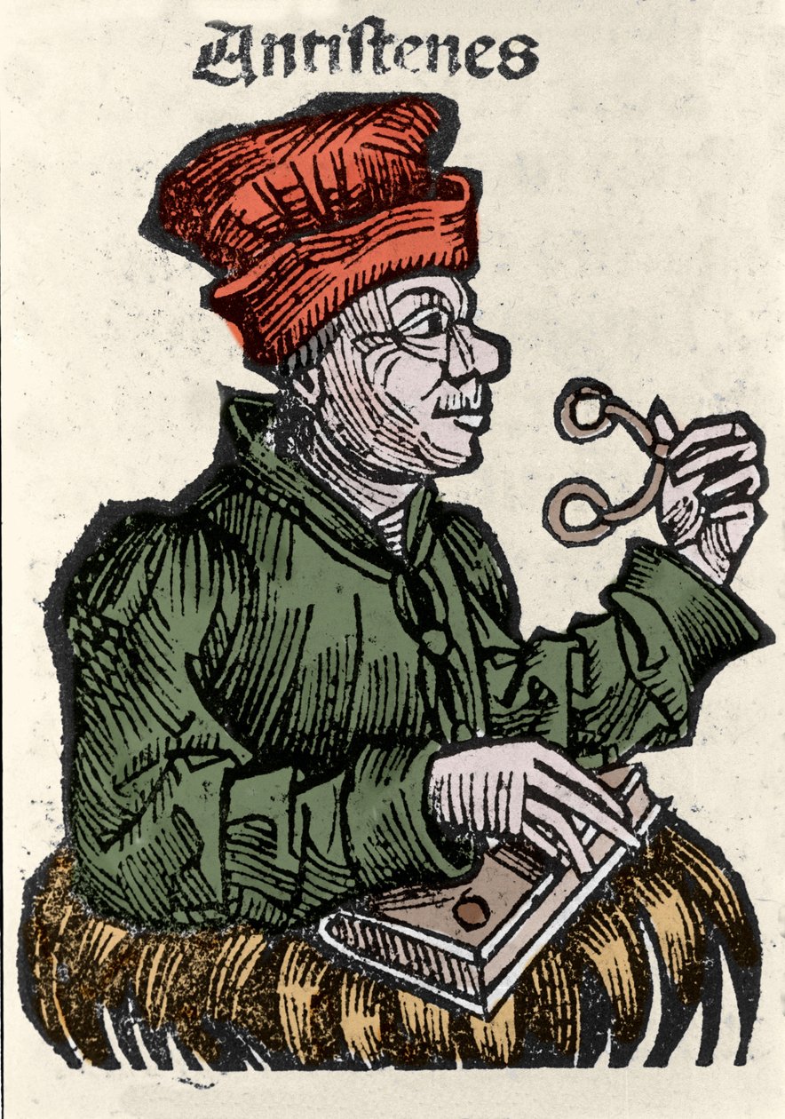 Antisztén görög filozófus (i. e. 444-365). A „Nürnbergi krónikák” xilográfiája, Hartmann Schedel alkotó: Hartmann Schedel