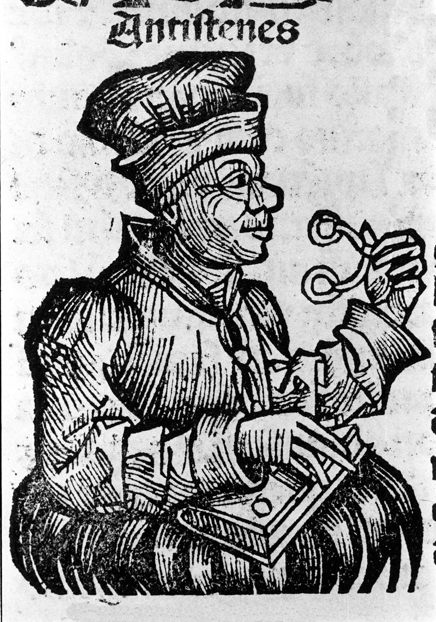 Antisztén görög filozófus (i. e. 444-365). A „Nürnbergi krónikák” xilográfiája, Hartmann Schedel alkotó: Hartmann Schedel
