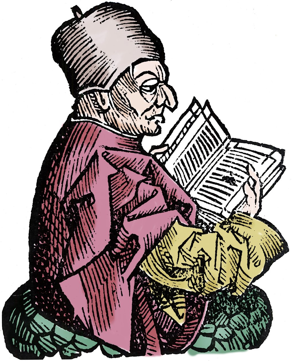 Tiszteletreméltó Bede történész és teológus (673-735) (Beda Venerabilis). A „Nürnbergi krónikák” xilográfiája, Hartmann Schedel alkotó: Hartmann Schedel