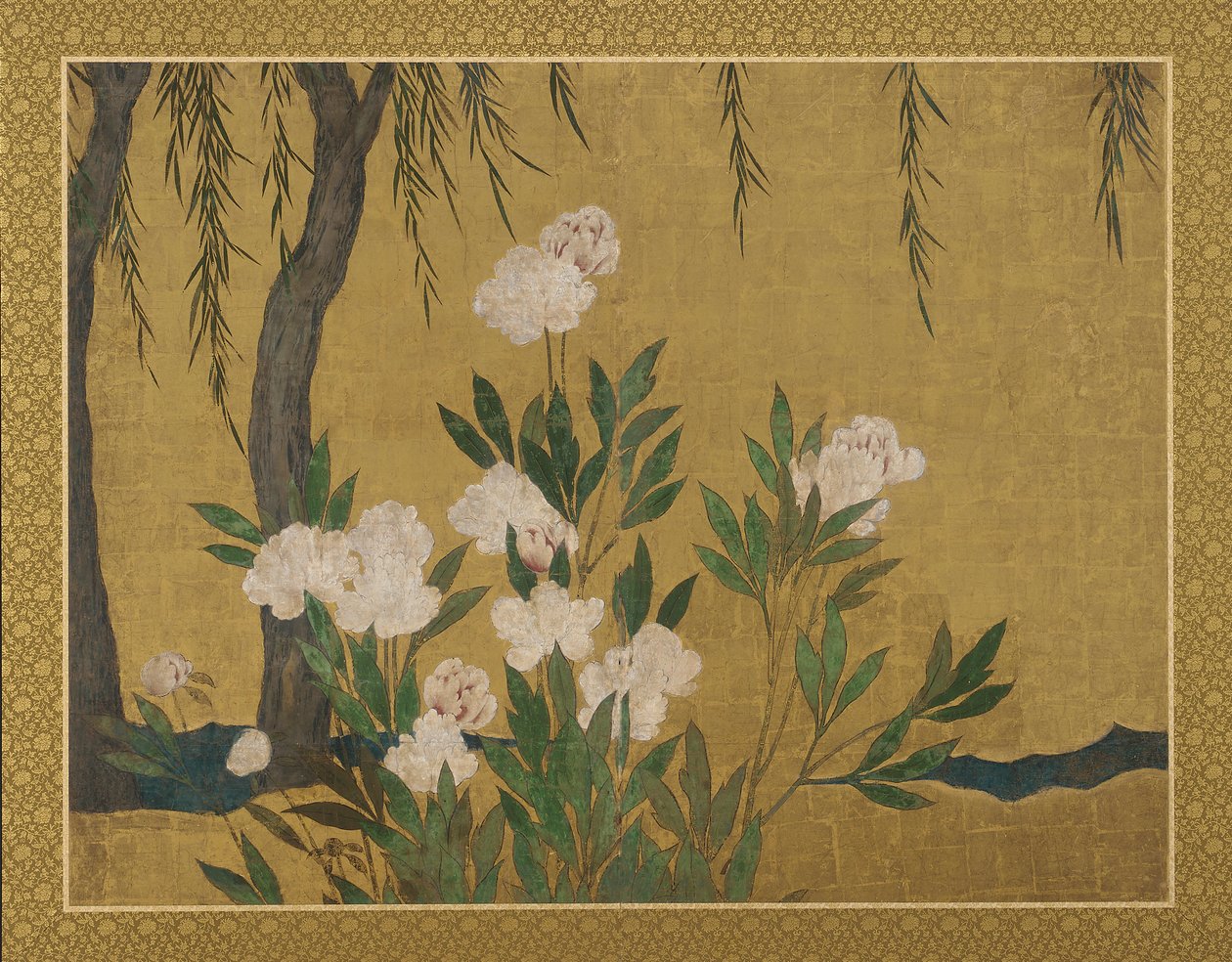 Pünkösdi rózsa és fűz, Momoyama vagy Edo korszak, 17. század eleje. alkotó: Hasegawa Tonin