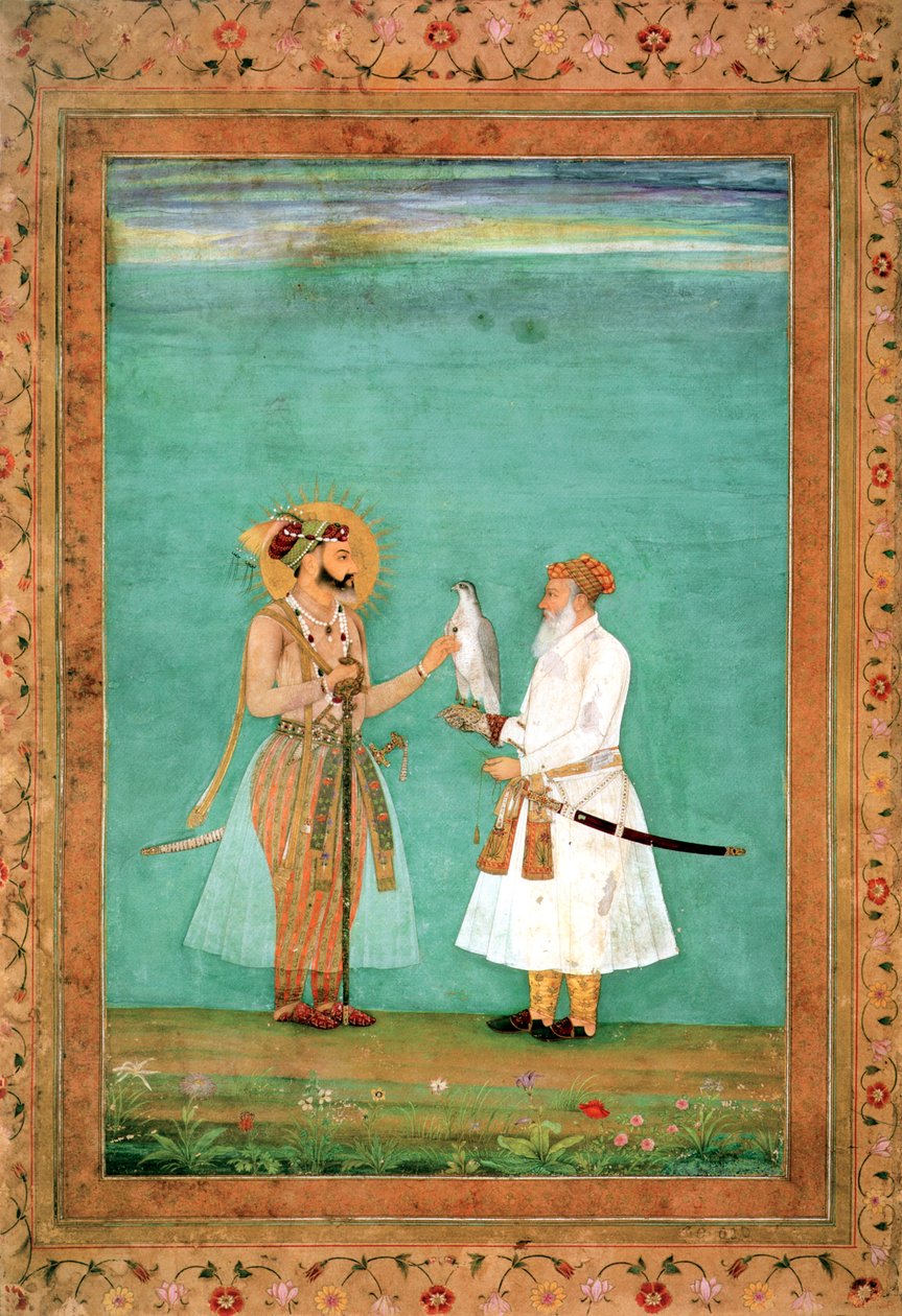 Sah Jahan császár és egy idős udvaronc sólymával, 1650 körül alkotó: Hashim Hashim