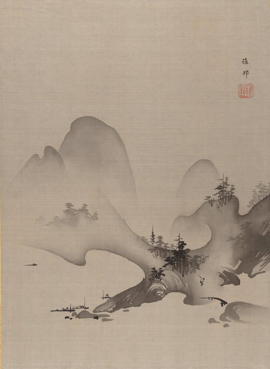 Tó és hegyek, kb. 1885-89. alkotó: Hashimoto Gaho