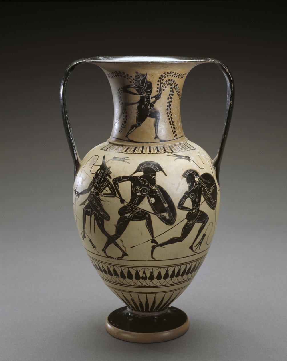 Fekete figura Amphora jelenettel az Iliászból, ie 540-520 (terrakotta és csúszda) alkotó: Hattatt Painter (attr. to)