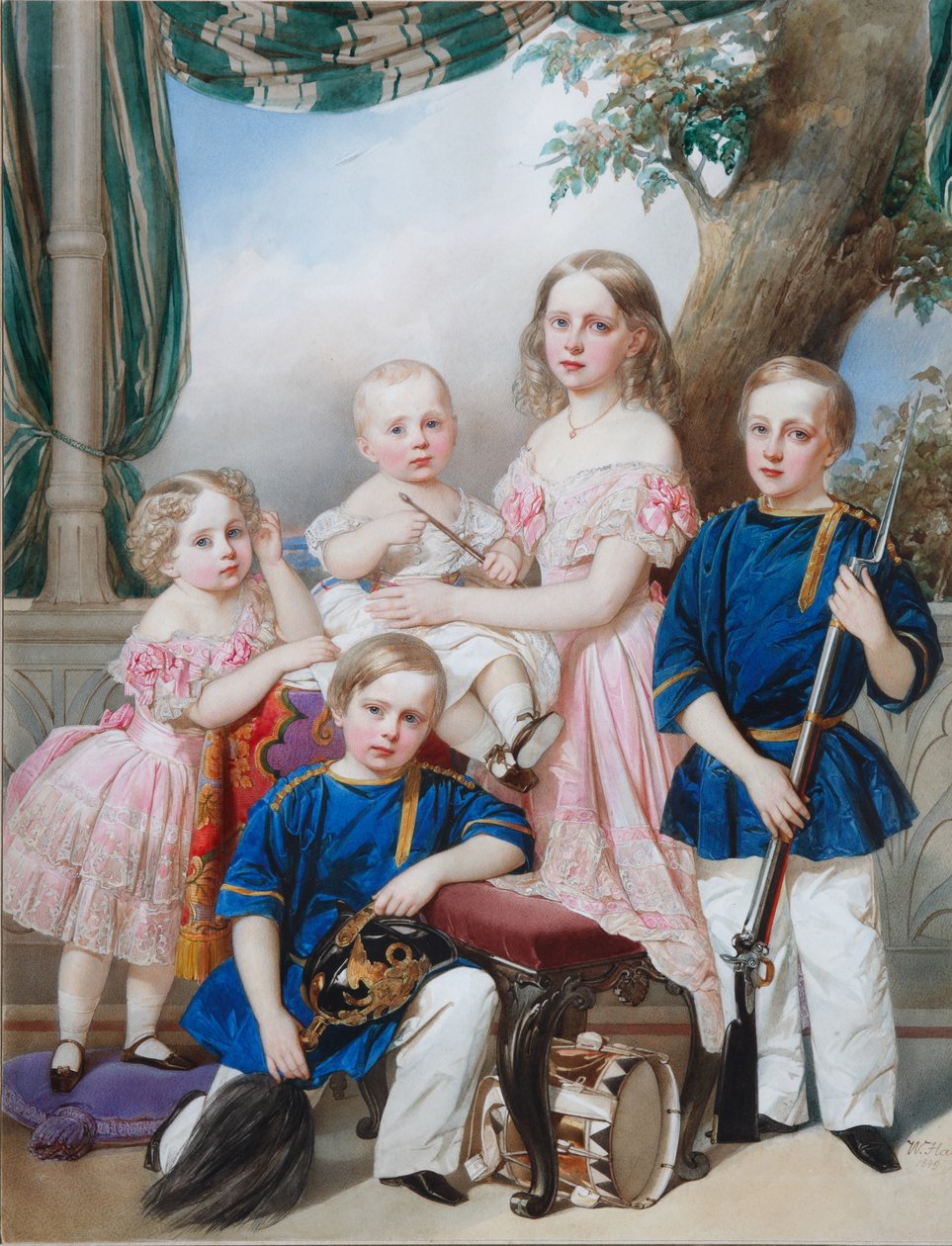 Oldenburgi Péter herceg gyermekei 18121881: Alexandra, Katharine, Nikolaus, Alexander és Georg alkotó: Hau